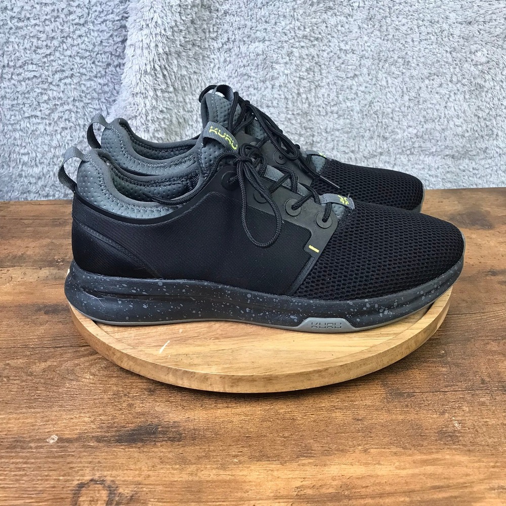 Kuru Atom Sneakers Mens 12 D Jet Black Athletic Walking Shoes Speckled Sole